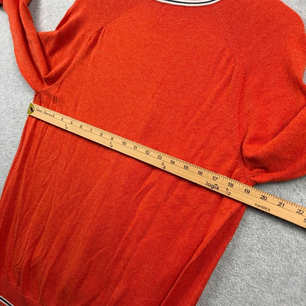 Brooks Brothers Sweater Mens Large Orange V-Neck Tipped Wool Blend Preppy